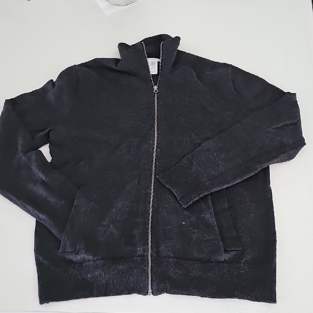 GAP Charcoal Italian Merino Wool Zip-Up Sweater. Sz Lg
